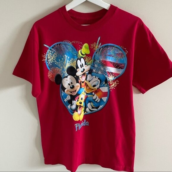 Retro Disney World Mickey Mouse Fab Four Red Oversized Tee Shirt Size Medium - Picture 1 of 5